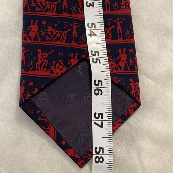 Charleston Tie Rack Navy Blue & Red 100% Silk Tie Necktie Made in Italy 60"x3.75 - Picture 7 of 8